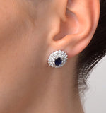 Emerald 5 X 7mm And Diamond 9k White Gold Earrings