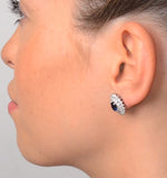 Emerald 5 X 7mm And Diamond 9k White Gold Earrings