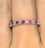 Ruby 0.80ct And H/si Diamond Platinum Eternity Ring  Hg20-322tjus