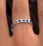 Eternity Ring Lauren Diamonds G/vs And Sapphire 1.20ct -18k White Gold