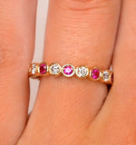 Emily 18k Gold Ruby 0.70ct And H/si 0.50ct Diamond Eternity Ring