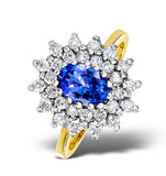 Tanzanite 7 X 5mm And 0.56ct Diamond 18k Gold Ring