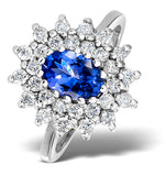 Tanzanite 7 X 5mm And Diamond 18k White Gold Ring  Fet36-vy