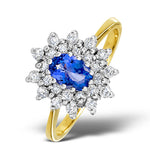 Tanzanite 6 X 4mm And Diamond 18k Gold Ring  Fet34-v