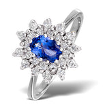 Tanzanite 6 X4mm And Diamond 18k White Gold Ring