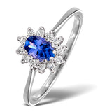 Tanzanite 6 X 4mm And Diamond 18k White Gold Ring  Fet33-vy