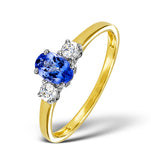 Tanzanite And 0.20ct Diamond Ring 18k Yellow Gold