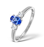 Tanzanite And 0.20ct Diamond Ring 18k White Gold