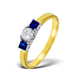 Diamond 0.33ct And Sapphire 18k Gold Ring