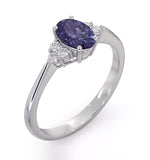 Tanzanite 7 X 5mm And Diamond 18k White Gold Ring  N3493y