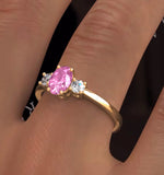 18k Gold Diamond Pink Sapphire Ring 0.20ct