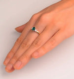 Emerald 6 X 4mm And Diamond 18k Gold Ring  N4314