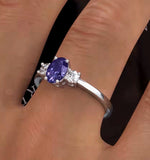Tanzanite 7 X 5mm And Diamond 18k White Gold Ring  N4317y