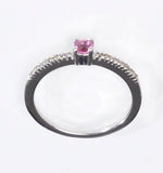 18k White Gold H/si Diamond And Pink Sapphire Ring