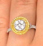 Halo Engagement Ring Arianna With 1ct Of Yellow Diamonds In 18kw Gold