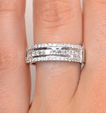 3 Row Diamond 1.00ct And 18k White Gold Half Eternity Ring