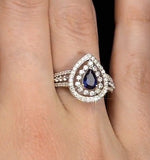 Sapphire Ring With A Diamond Halo 0.78ct In 18k White Gold N4524