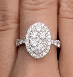 Diamond Galileo 2.00ct Oval Side Stone Ring 18k White Gold - N4534y