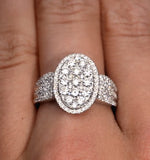 Diamond Galileo 1.50ct Oval Side Stone Ring In 18k White Gold - N4535y