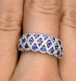 Sapphire 1.36ct  And Diamond Lattice Ring In 18k White Gold - N4539y
