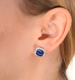 18k White Gold Keira 3ct Sapphire And 1ct Diamond Halo Earrings