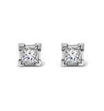 18k White Gold Princess Diamond Earrings - 0.30ct - G/vs - 3mm