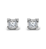 18k White Gold Princess Diamond Earrings - 0.50ct - H/si - 3.4mm