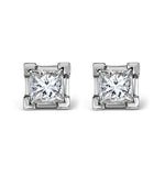 Platinum Princess Diamond Earrings - 0.66ct - G/vs - 3.8mm