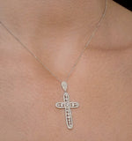 Diamond Pyrus Cross 1.40ct Pendant Necklace In 18k White Gold