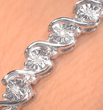 0.19ct Diamond And Silver Twist Bracelet - Ud3241