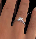 Certified 0.90ct Chloe Low Platinum Engagement Ring E/vs1