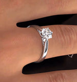 Certified 0.90ct Chloe Low 18k White Gold Engagement Ring E/vs2