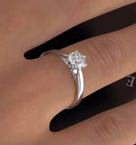 Certified 0.90ct Chloe Low 18k White Gold Engagement Ring G/si2