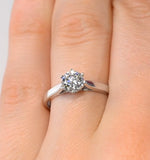 Certified 0.70ct Chloe Low 18k White Gold Engagement Ring E/vs1