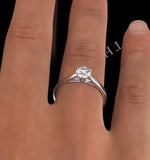 Certified 0.70ct Chloe Low 18k White Gold Engagement Ring G/si1
