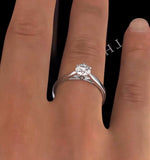 Certified 0.70ct Chloe Low 18k White Gold Engagement Ring G/si2