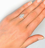 Halo Engagement Ring Ella 0.84ct H/si Marquise Diamond 18k White Gold