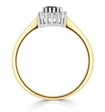 Sapphire 3 X 3mm And Diamond 18k Gold Ring