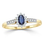Sapphire 5 X 3mm And Diamond 18k Gold Ring