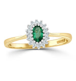 Emerald 5 X 3mm And Diamond 18k Gold Ring -  Fet29-g