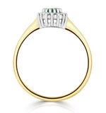 Emerald 3.5mm And Diamond 9k Gold Ring