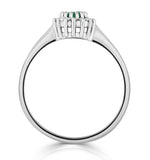 Emerald 3.5 X 3.5mm And Diamond 9k White Gold Ring