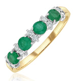 Emerald 0.60ct And Diamond 9k Gold Ring