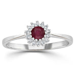 Ruby 3.5 X 3.5mm And Diamond 18k White Gold Ring