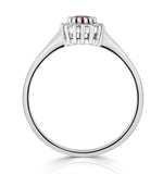 Ruby 3.5 X 3.5mm And Diamond 18k White Gold Ring