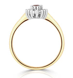 Ruby 6 X 4mm And Diamond 9k Gold Ring  A3366