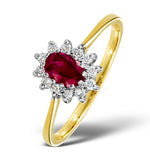 Ruby 6 X 4mm And Diamond 18k Gold Ring  Fet33-t