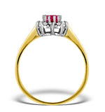 Ruby 6 X 4mm And Diamond 9k Gold Ring