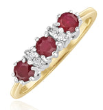 Ruby 0.58ct And Diamond 9k Gold Ring  A3399