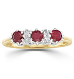 Ruby 0.58ct And Diamond 9k Gold Ring  A3399